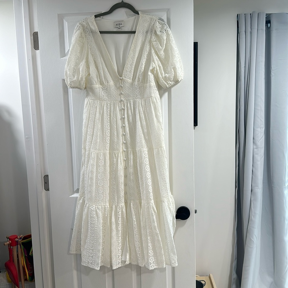 White flowy button down dress worn once!